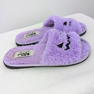 EM&Sprout‎ Fuzzy Jack O'Lantern Slippers Purple Plush Size 37 Cozy